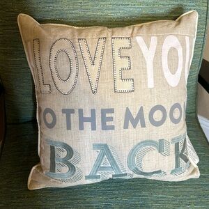 Decorative accent pillow colors blue tan and white